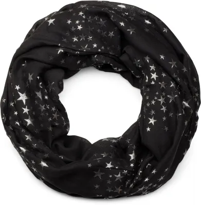 Productafbeelding van styleBREAKER Dames sjaal met metallic sterrenprint | Glanzende buisvormige sjaal, ongeveer 89 x 75 cm | Lichte, ronde sjaal voor lente en herfst