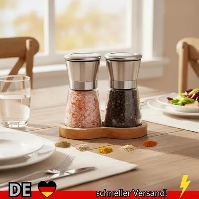 Produktbild von 1 2 Stücke Manuelle Salz Pfeffermühle Salzmühle Edelstahl und Pfeffer