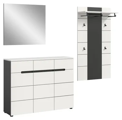 Produktbild von Garderoben-Set Canu 2 | Basalt grau / Weiß | 3-teilig