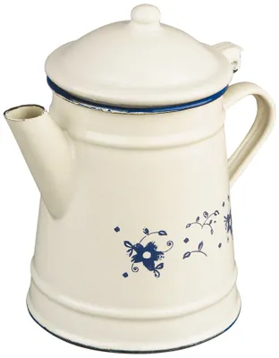 Kaffeekanne konisch 1 l emaillierter Stahl weiß-blau 10x10x20 cm