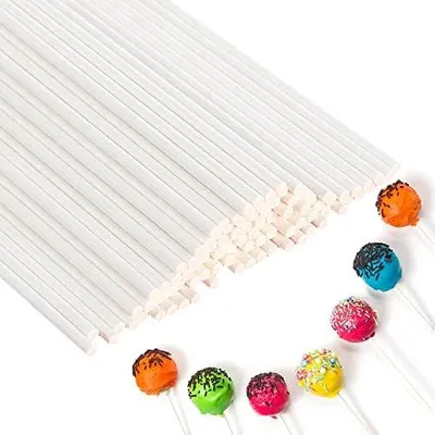 Produktbild von 50 Stück Cake Pop Stiele,Cakepop Stiel,Cakepopstiel,Lolli Stiele,Cake Pop Sticks,Lollipop Sticks,Zur Herstellung von Lutschern, Kuchen, Desserts,Weiß,10cm*3.5mm