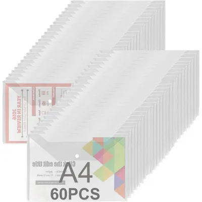 Produktbild von Dokumentenmappen mit Druckknopf 60 Stück Transparent A4