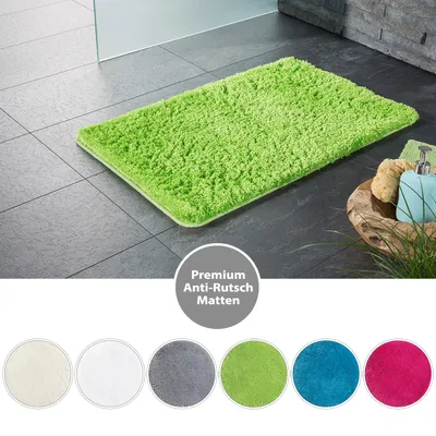 Produktbild von PANA® Flauschige Hochflor Badematte - versch. Größen, Formen & Farben, Farbe:Grün, Größe:50 x 80 cm