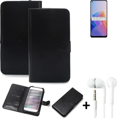 Produktbild von K-S-Trade Wallet Case Handyhülle kompatibel mit Oppo Reno7 Lite 5G Schutzhülle Flip cover Flipstyle Tasche Hülle Flipcover Slim Bumper schwarz + in