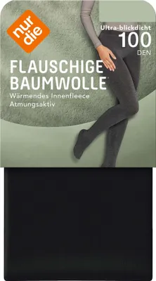 Produktbild von NUR DIE Damen Strumpfhose Flauschige Baumwolle 100 DEN - schwarz  - Größe 38-40
