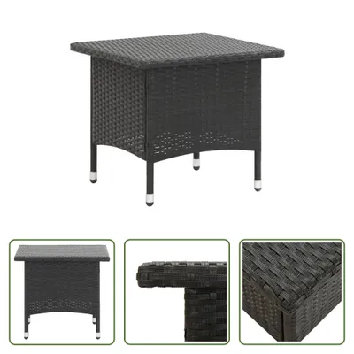 Zdjęcie produktu dla The Living Store Stolik boczny czarny 50x50x47 cm z polirattanu
