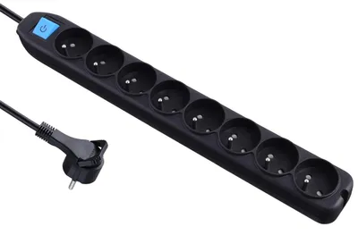 Produktbild von 32045 Steckdosenleiste 8-fach, mit Schalter, Kabel von 1,5 m., schwarz, 32055