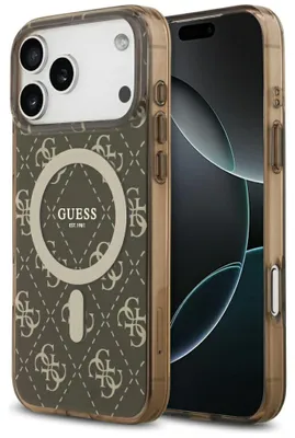Zdjęcie produktu dla GUESS case passend für IPHONE 17 Pro Max compatible with MagSafe GUHMP17XH4DTEW (IML 4G Background) brown