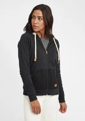 Produktbild von OXMO OXMatilda Damen Sweatjacke Kapuzenjacke Hoodie mit Kapuze Kängurutasche Baumwollmischung Regular fit