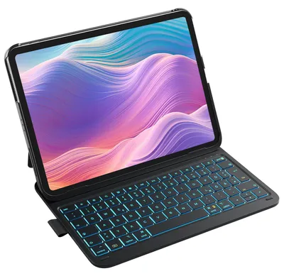 Image de Coque avec clavier pour 11 A16 10ème génération, ultra-légère (442g), compatible avec les iPads de 11 pouces, couleur noire, avec rétroéclairage RGB