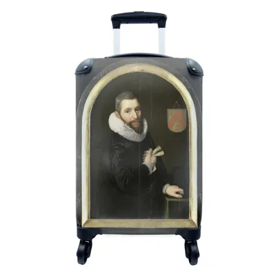 Produktbild von MuchoWow® Koffer Handgepäck Trolley Rollkoffer Kleine Reisekoffer mit 4 Rollen - Porträt von Johan Gerritsz van Schoterbosch - Gemälde von Cornelis Engelsz - Cabin Size < 55x40x23 cm & 55x40x20 cm - Fotokoffer - Kabinenkoffer - Boardgepäck - Reise-Box - Reisekoffer - Reisegepäck - Koffer mit Bild - Trolley für Kinder
