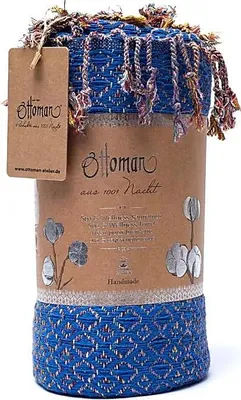 Productafbeelding van Ottomaanse hamam-handdoek, donkerblauw -- 190x90 cm, online bestellen. Topkwaliteit
