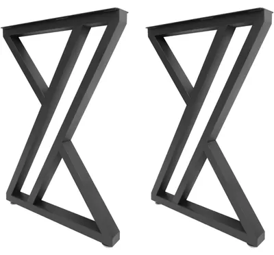 Produktbild von X-förmige industrielle Tischbeine, Tragfähigkeit von 300 kg, einfache Installation, schwarz