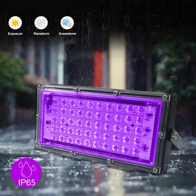 Obrázok produktu pre 50W LED UV reflektor – vodotesný, určený na vytváranie svetelných efektov v tme, bezpečná UV lampa pre divadlá a nočné kluby
