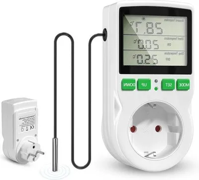 Immagine prodotto di Presa termostatica digitale 230 V con display LCD - Presa con timer 16 A per riscaldamento e raffreddamento - Presa per serra, terrari e acquari