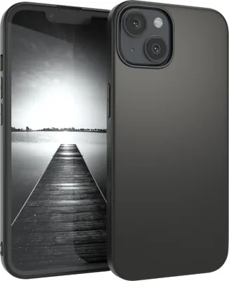 Produktbild von EAZY CASE Handyhülle Silikon für Apple iPhone 13 Solid Black hoher Rand für Bildschirm & Kamera, Flexibles Silikon, extra dünn und leicht