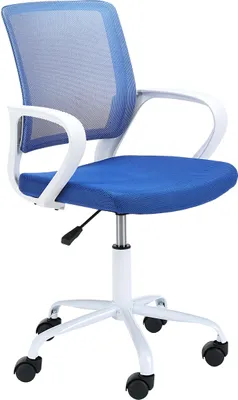 Produktbild von Kinderdrehstuhl – Drehstuhl – Mesh Bürostuhl – Schreibtischstuhl – Weiß / Blau – 53 cm – Ergonomischer Drehstuhl für Kinder und Jugendliche