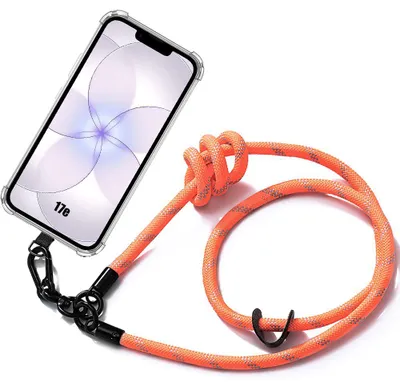Image de Coque pour iPhone 17e, Protection Renforcé Silicone Souple avec Cordon Robuste Orange