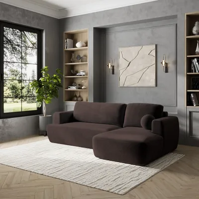 Produktbild von Masseno Ecksofa SENTI K R-S mit Schlaffunktion L-Form, Sofa mit Bettkasten, Wohnzimmersofa, Couch, Soffa, Bettsofa, Couchgarnitur- Braun, KRONOS 06