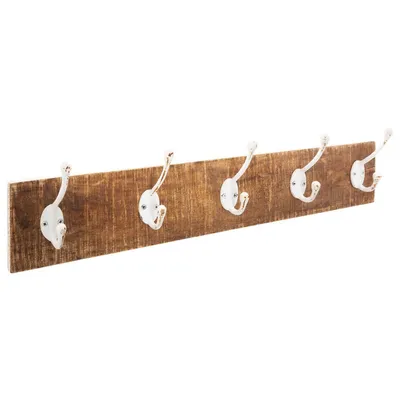 Produktbild von Atmosphera Wandgarderobe - braun - 5 grose Haken - Mangoholz/Metall - 4x15cm