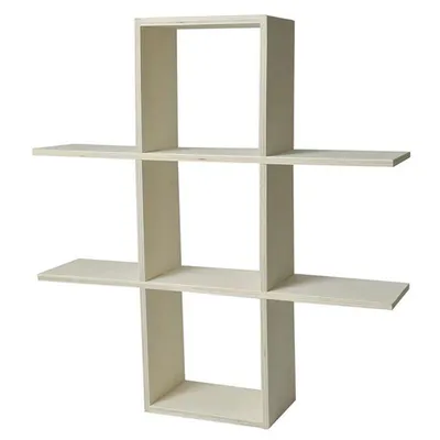 Obrázok produktu pre Prispôsobiteľná drevená nástenná polica s 2 úrovňami - 53 x 53 x 12 cm