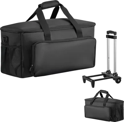 Produktbild von SucceBuy DJ Kabeltasche 540 x 240 x 260 mm, Tasche mit 6 Herausnehmbaren Trennwänden, Gepolstertem Boden, 3 Außentaschen, Rollen & Griffen, 1680D Material, Aufbewahrung für DJ-Equipment, Musikinstrumente & Zubehör