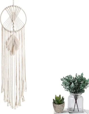Produktbild von Wandteppich, handgewebter Traumfänger im Boho-Stil, ideal für Hochzeiten, Zuhause oder Schlafzimmer.