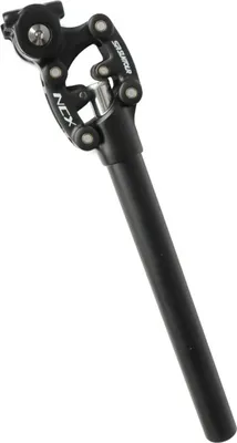 A black suspension seatpost for a bicycle, shown against a white background.
