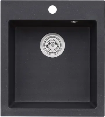 Produktbild von Einbauspüle 45 x 50 cm Schwarz Einzelbecken mit Siphon