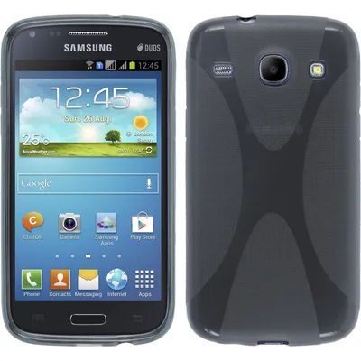 Produktbild von PhoneNatic Case kompatibel mit Samsung Galaxy Core - grau Silikon Hülle X-Style + 2 Schutzfolien