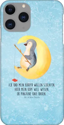 Produktbild von Mr. & Mrs. Panda Iphone 11 Pro Handyhülle Pinguin Mond - Eisblau - Geschenk, Neugierig, schlafen, Handy Case, Angel, Premium Kunststoff, Spruch