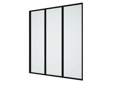 Produktbild von Faltbare Badewannenwand aus Metall in mattem Schwarz im industriellen Stil – 120 × 140 cm – DISTRICT