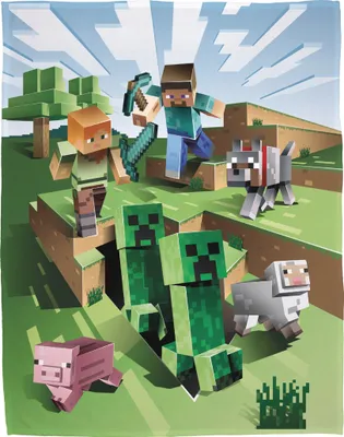 Produktbild von Minecraft Decke 160x200 cm - Tagesdecke · Wohndecke · Fleecedecke · Kuscheldecke