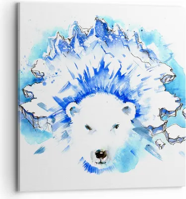 Produktbild von Bild auf Leinwand - Leinwandbild - Bär Eis Winter Arktis - 70x70cm - Wand Bild - Wanddeko - Leinwanddruck - Bilder - Kunstdruck - Wanddekoration - Leinwand bilder - Wandkunst - AC70x70-3021