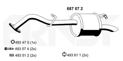 Produktbild von ERNST 687072 Endschalldämpfer für TOYOTA Yaris Schrägheck (P9) Auspuff