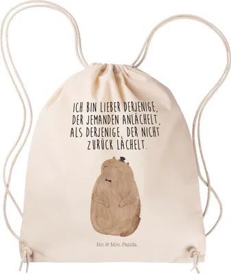 Produktbild von Mr. & Mrs. Panda Jutebeutel Murmeltier - Transparent - Geschenk, Knigge, gymnastiktasche, Lustige Sprüche, festival tasche, Turnbeutel, Fröhlichkeit, gym rucksack, wander