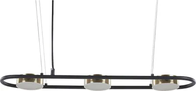 Produktbild von BELIANI LED Hängelampe in Schwarz / Messing aus Metall Oval 3-Flammig Modern für Küche Esstisch Wohnküche Hohe Decken Innenräume
