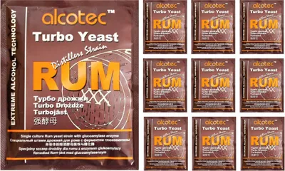 Produktbild von HUGBERT Turbohefe Alcotec RUM + GA Vodka Alkohol Gärhefe Weinhefe Brennhefe gären, 10 Stück