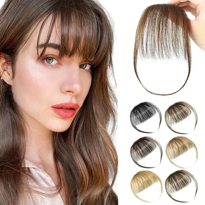 Image de Frange clip-on, cheveux synthétiques, couleur chocolat