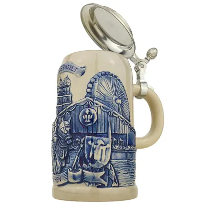Produktbild von Bierkrug mit Zinndeckel 0,7 L – München Motiv – Traditioneller  Bierkrug – Geschenkidee für Bierliebhaber und Sammler