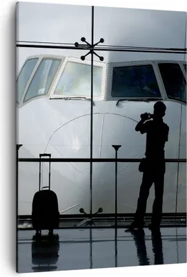 Produktbild von Bild auf Leinwand - Leinwandbild - Einteilig - Flugzeug Flughafen Passagiere - 50x70cm - Wand Bild - Wanddeko - Wandbilder - Leinwanddruck - Wanddekoration - Leinwand bilder - Wandbild - PA50x70-0130