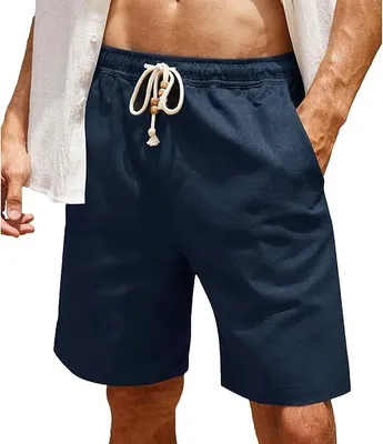 Produktbild von Herren Leinen Shorts Cargo Chino Sommer Bermudas Hellblau 34