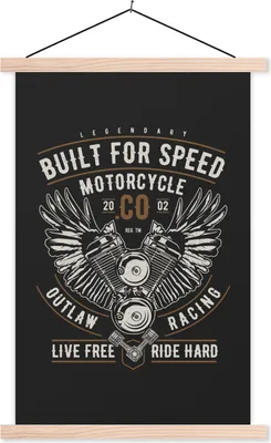 Produktbild von MuchoWow® Textilposter Mancave - Motor - Flügel - Vintage 40x60 cm mit holzfarbenen Rahmen - Poster