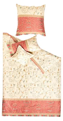 Bettwäsche-Set Satin 220x155 cm Rot Blumenmuster