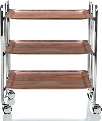 Produktbild von DON HIERRO - Klappbarer Servierwagen BAUHAUS mit Rollen – Metallgestell verchromt, 3 Ebenen, 3 Positionen