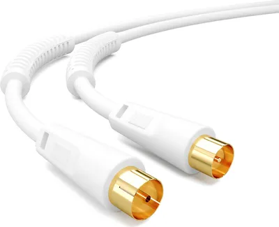 Produktbild von hb-digital 5m SAT Antennenkabel HDTV 100dB 2 Fach geschirmt IEC-Stecker IEC-Buchse vergoldet 2 x Ferritkern weiß