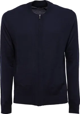 Produktbild von 8418K maglione uomo HOSIO blue full zip wool sweater man