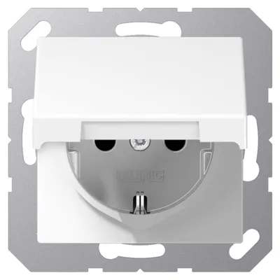 Productafbeelding van JG SCHUKO stopcontact met klapdeksel, type A1520KLWW, 16A, 250V, serie A, alpinweiß (alpenwit)