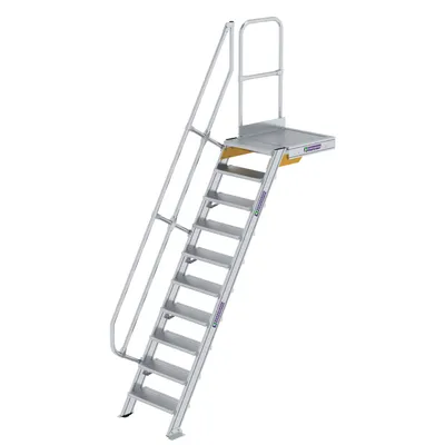 Produktbild von Günzburger Steigtechnik Treppe mit Plattform 60° Stufenbreite 600 mm 10 Stufen Aluminium geriffelt - 600370
