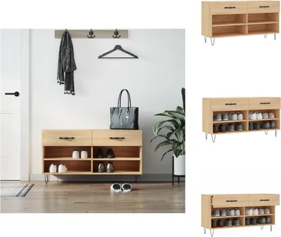 Obrázek produktu pro vidaXL Lavice na boty Sonoma dub 102x35x55 cm materiál na bázi dřeva - Botníky a skříně